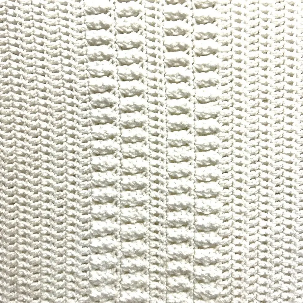 Handmade Crochet Knit Solid White Afghan 62x76‎